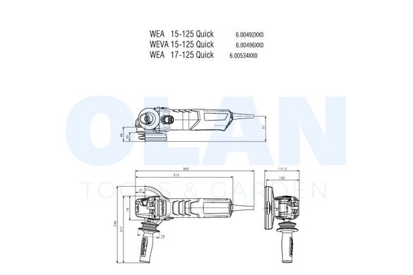 Угловая шлифмашина WEVA 15-125 Quick (600496000)