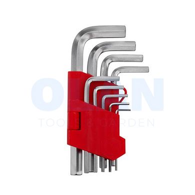 Набір ключів Г-подібних шестигранних 9 шт., 1.5-10 мм, CrV INTERTOOL HT-0601