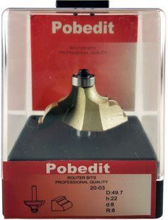 Фреза кромкова калювальна D-49.7 мм, R-8 мм, d-8 мм Pobedit P-2003-08-08
