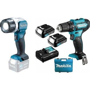 Аккумуляторный шуруповерт Makita DF333DWYE + фонарь Makita DEADML106