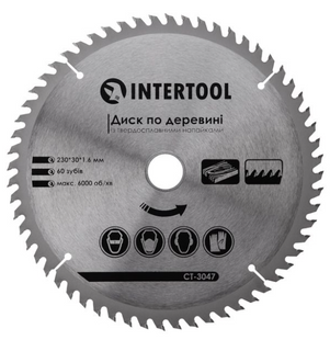 Диск пильний INTER-TOOL 230х30 60зуб, CT-3047