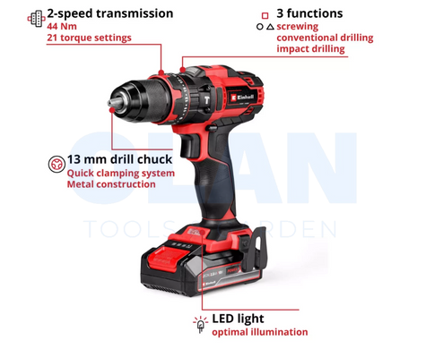 Ударний шуруповерт Einhell TE-CD 18/44 Li-i (1x2,5 Ah) (4514287)