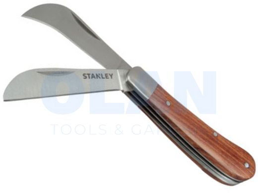 Нож для электрика складной с деревянной рукояткой и двумя лезвиями, длина лезвий 70 мм STANLEY